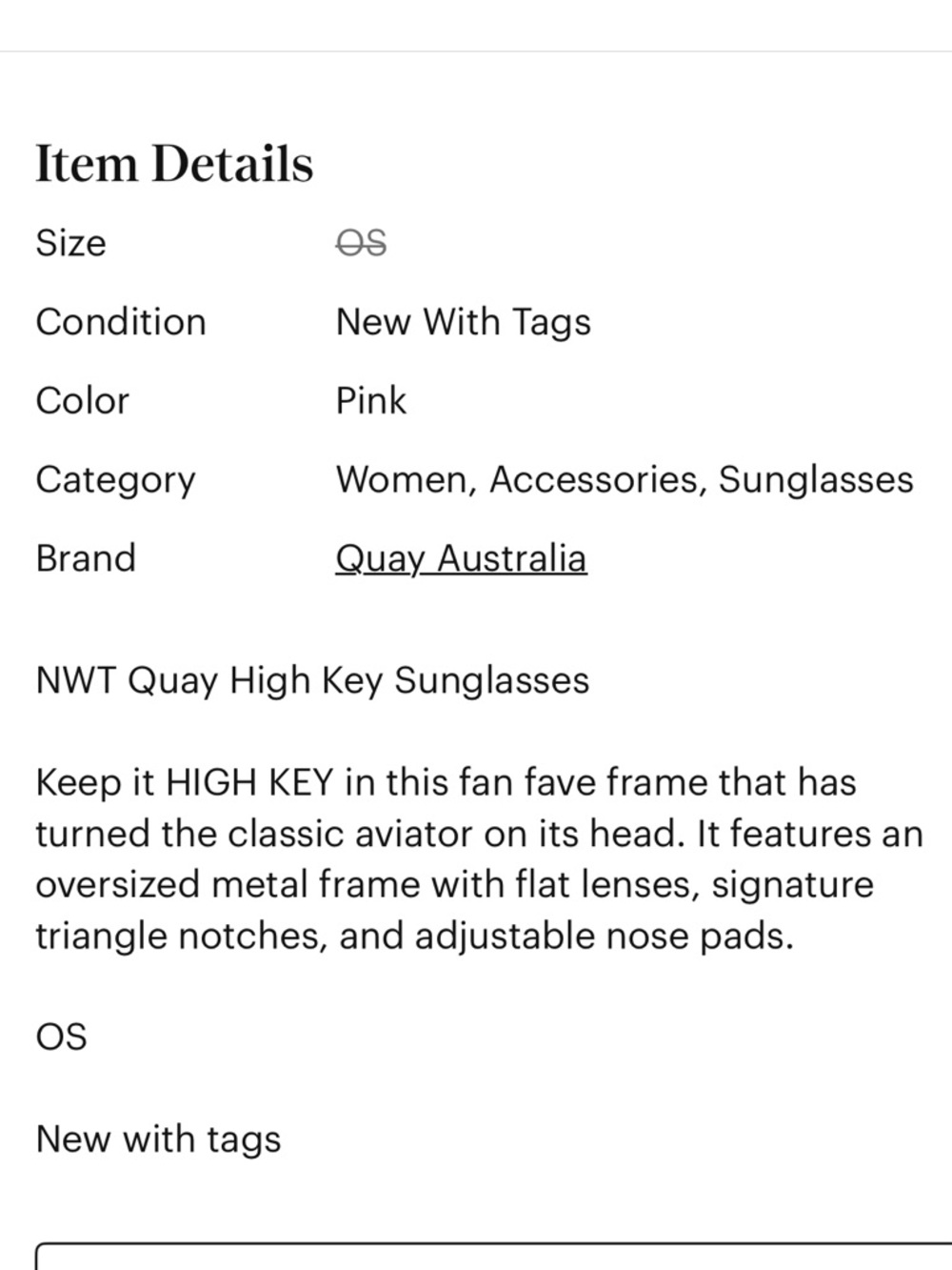 NEW Quay Australia High Key Rhinestone Pink Silver Sunglasses - Picture 4 of 4